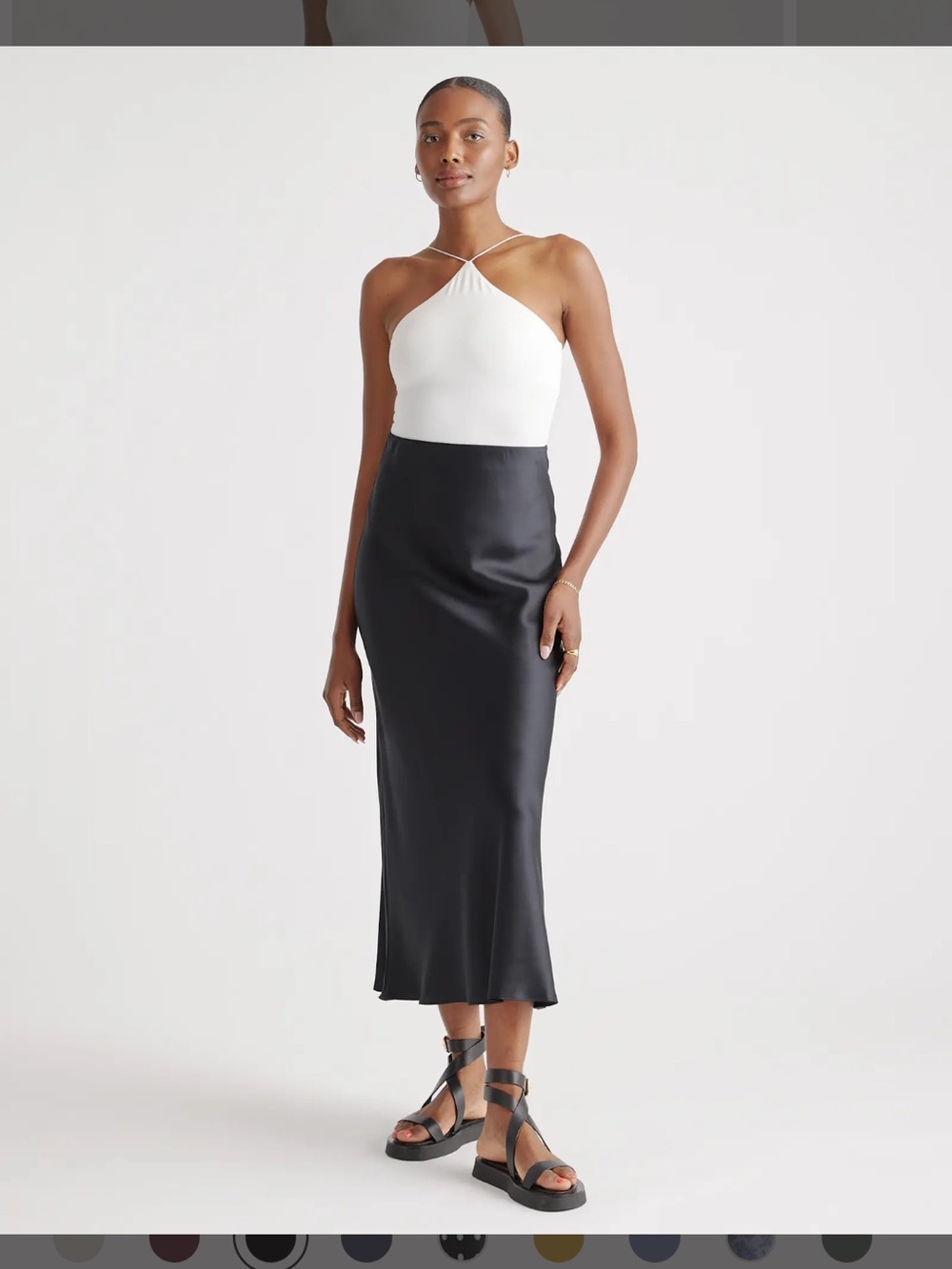 Quince 100% Silk Washable Black Maxi Slip Skirt